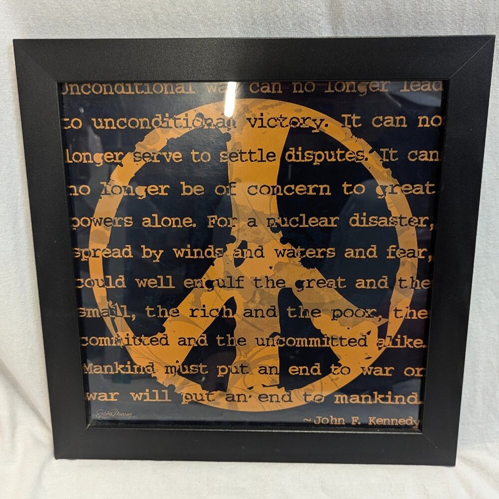 Framed John F. Kennedy Speech on War 14" Square Heavy and Sturdy